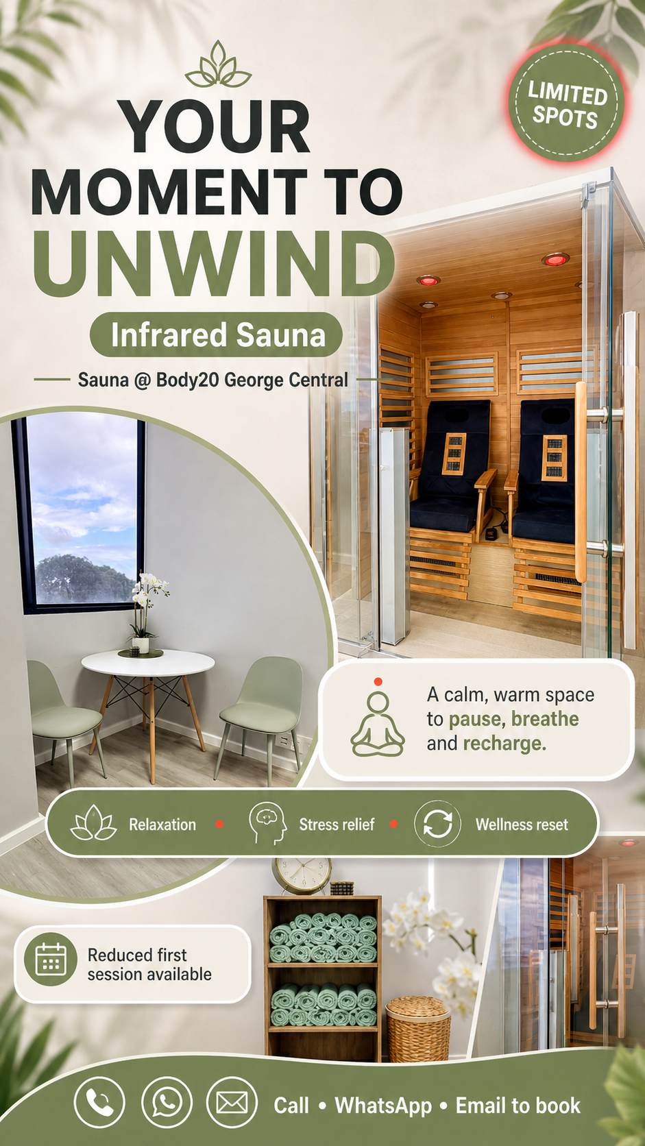 Sauna at Body20 George Facebook ad from May 7, 2026