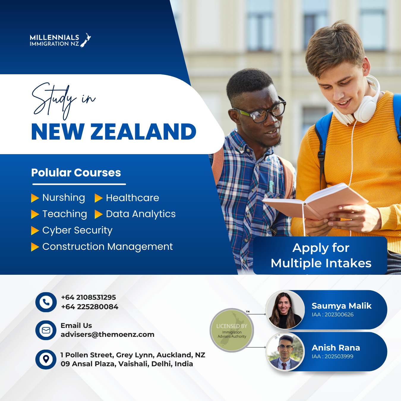 Millennials Overseas Education T/A Millennials Immigration NZ Facebook ad: Study, Work and Settle in New Zealand