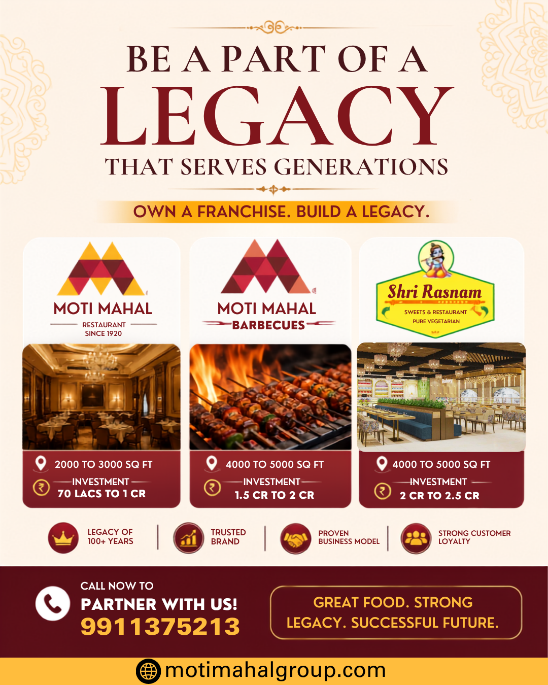 Motimahalgroupoffical Facebook ad: Start Your Food Business with Moti Mahal