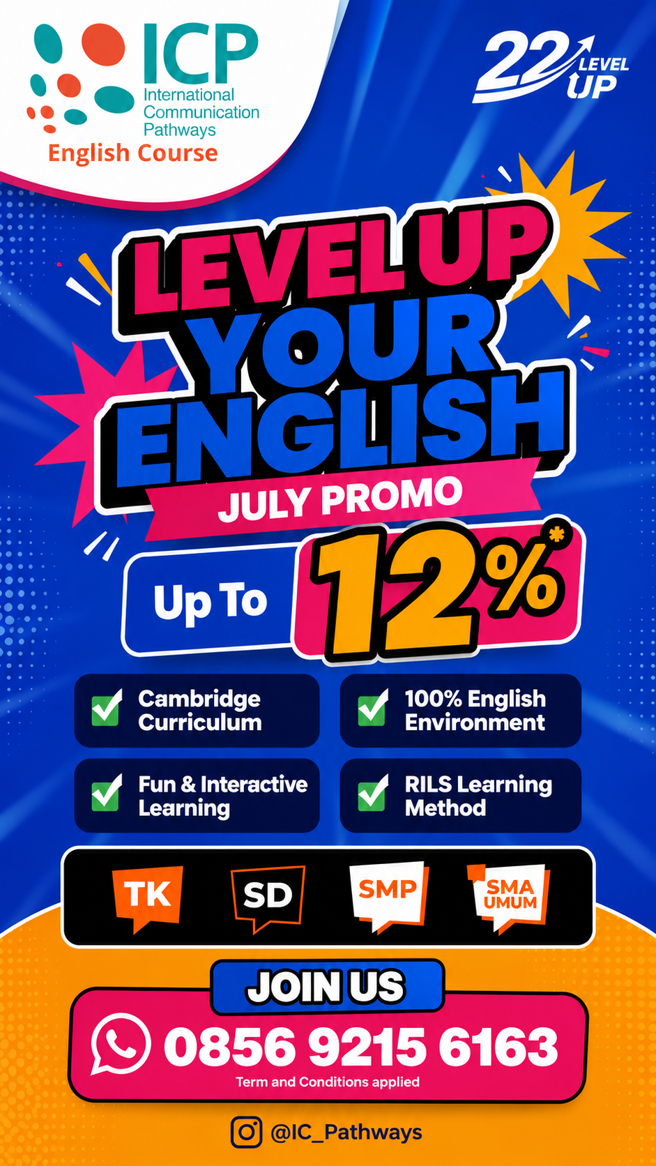 ICPathways Facebook ad: Kemampuan Bahasa Inggris adalah bekal masa depan.