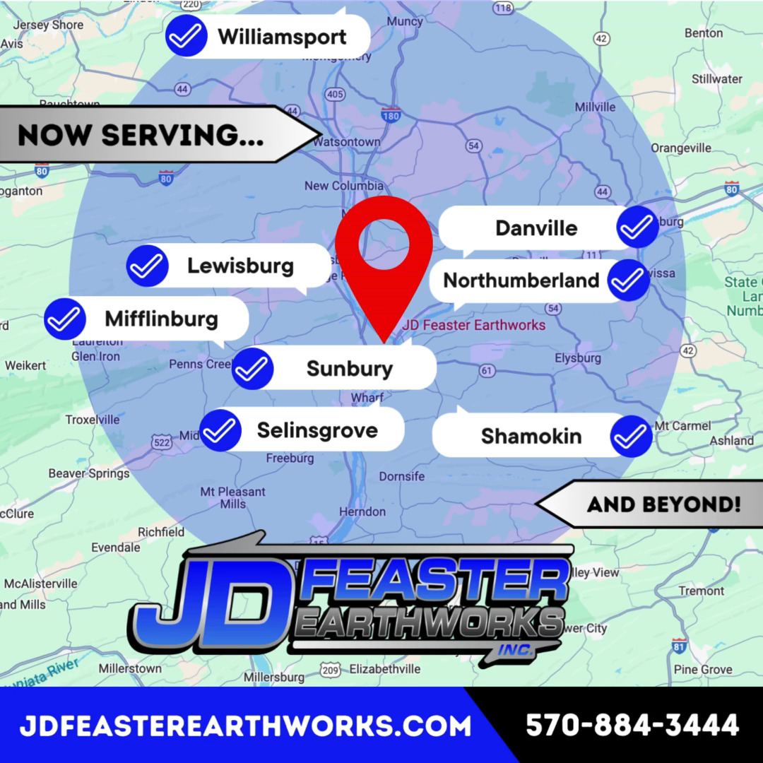 JD Feaster Earthworks Facebook ad: JD Feaster Servie areas