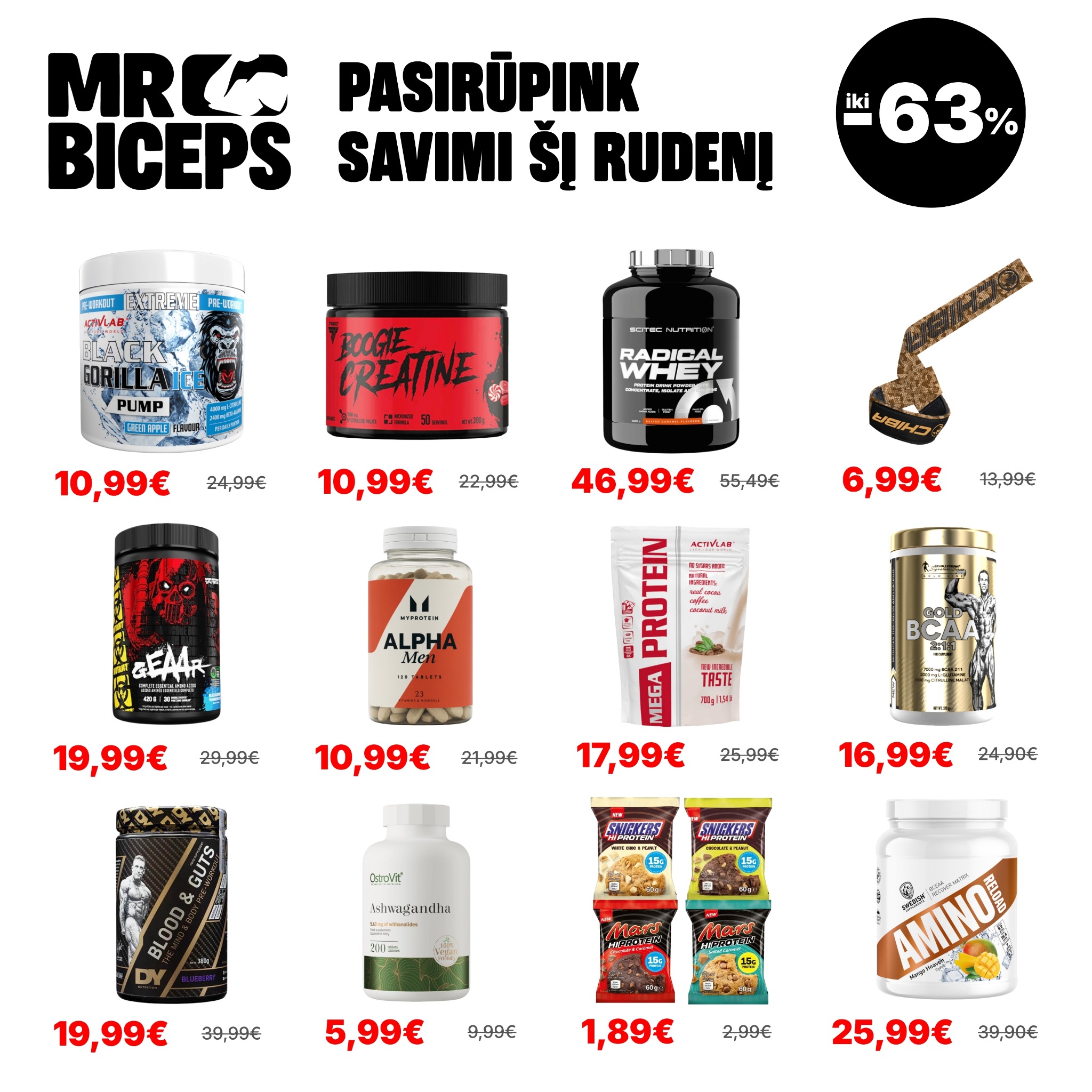 MrBiceps - Maisto Papildai Facebook ad: Spalio pasiūlymai iki -63 %