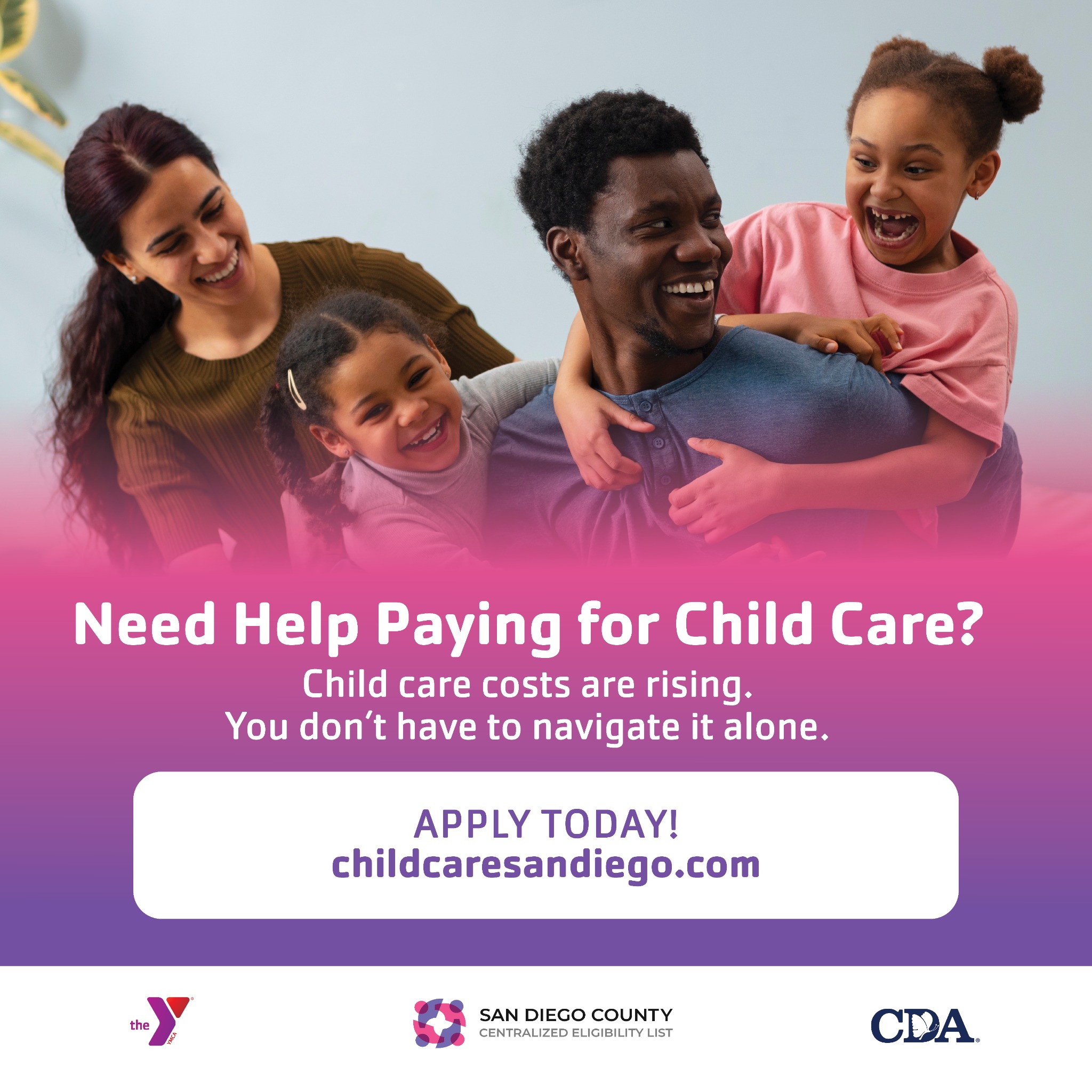 YMCA of San Diego County Facebook ad: Struggling to manage child care expenses?