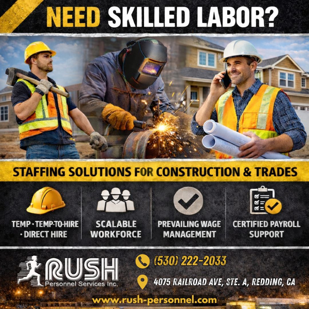 Rush Personnel Services Inc. Redding CA Facebook ad