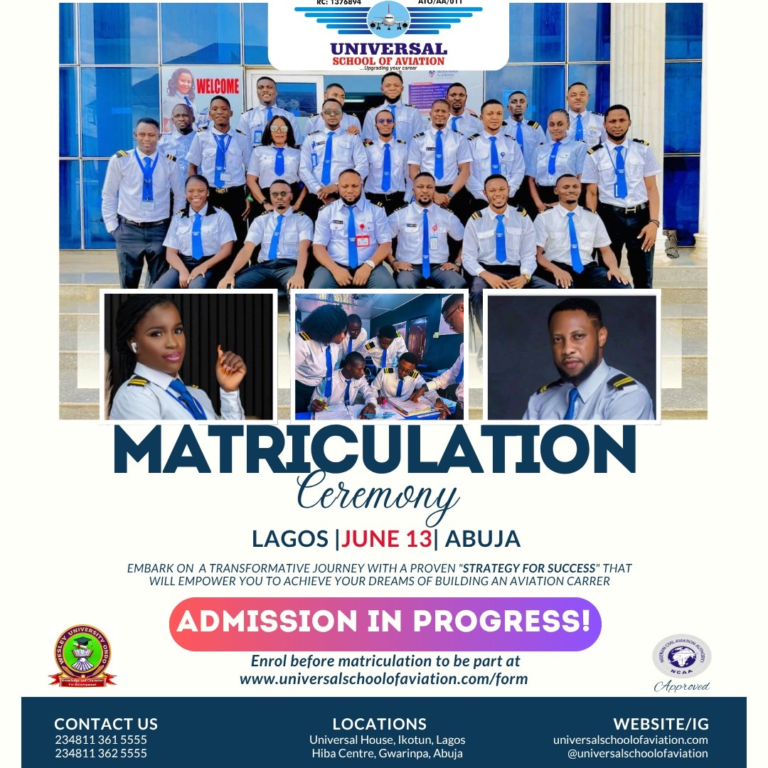 Universal School of Aviation Facebook ad: 2026 MATRICULATION