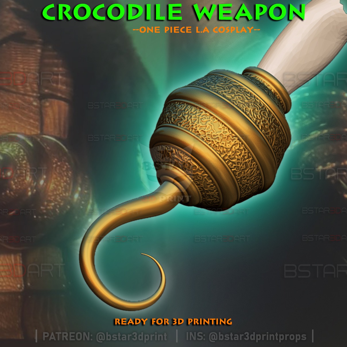 bstar3dprintprops Facebook ad: One piece L.A - Crocodile Hook - Hand…