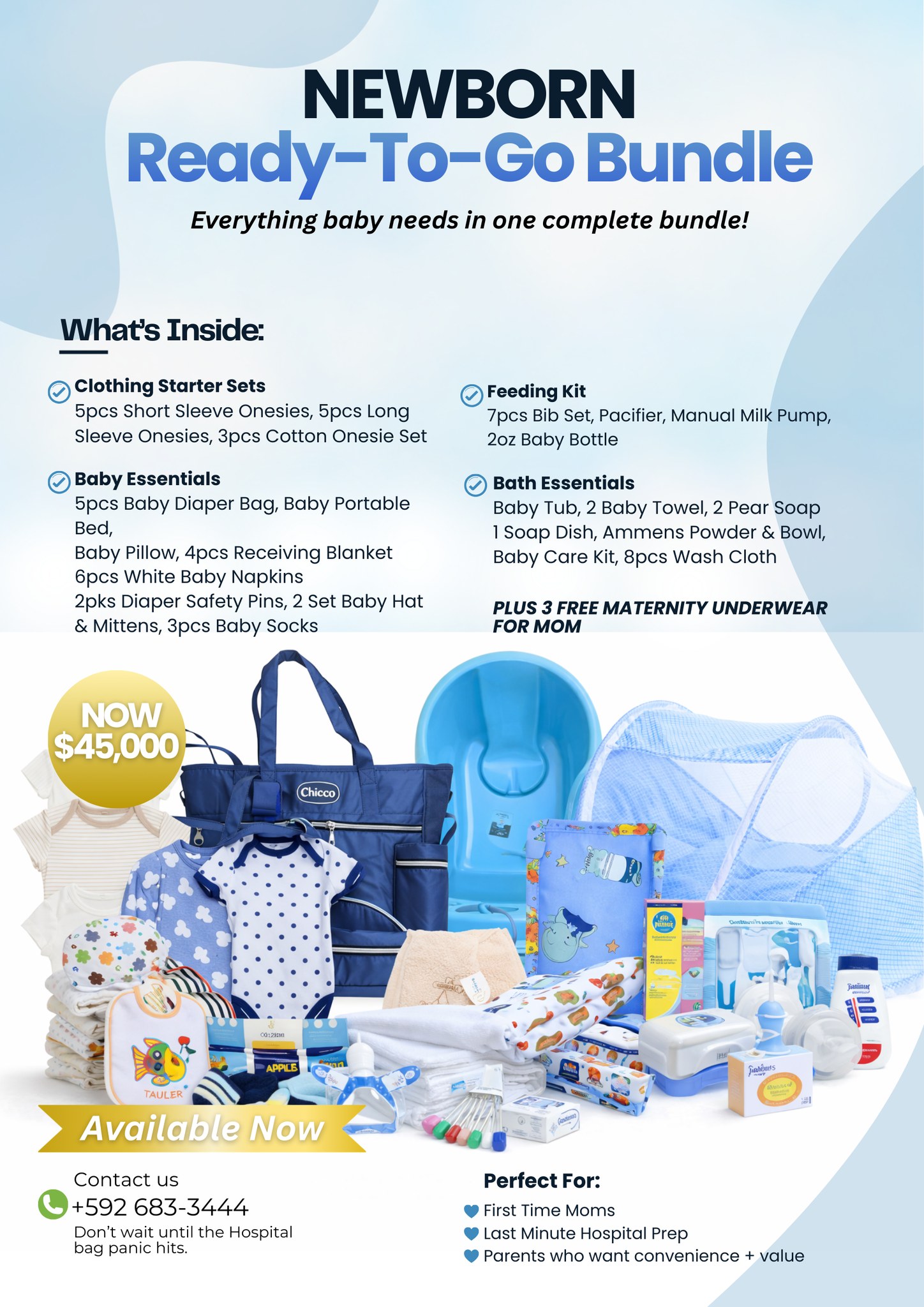 Destiny's Clothing Store Facebook ad: The ultimate baby starter bundle, carefully packed with…
