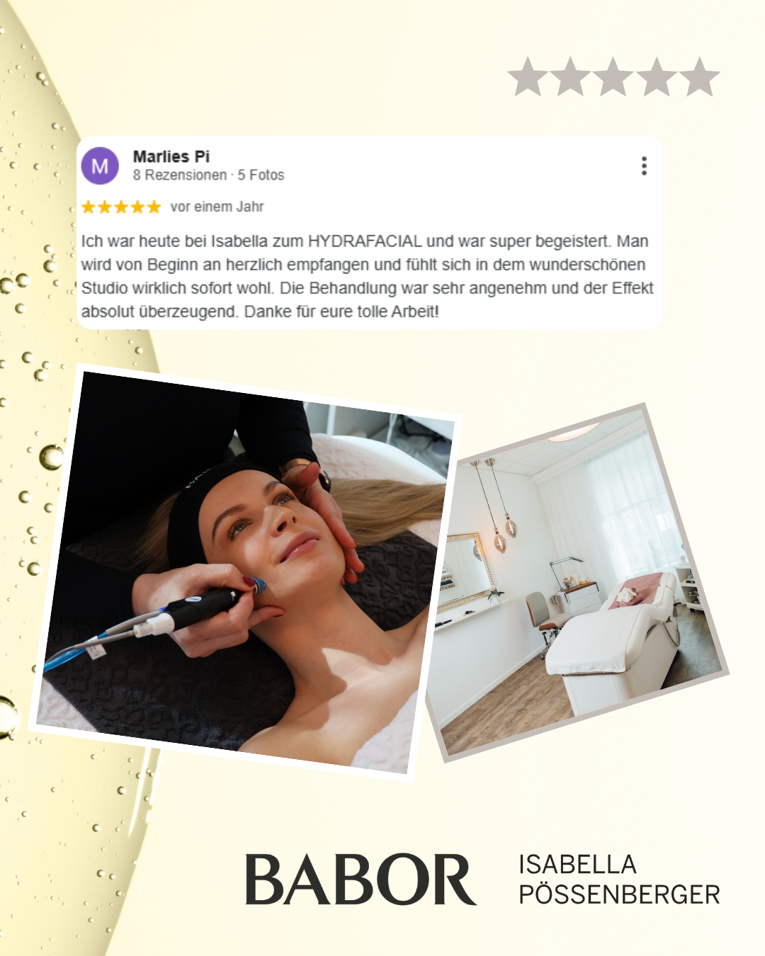 BABOR Isabella Pössenberger Kosmetik Massage Fußpflege Facebook ad: 5 Sterne sagen mehr als 1000 Worte!