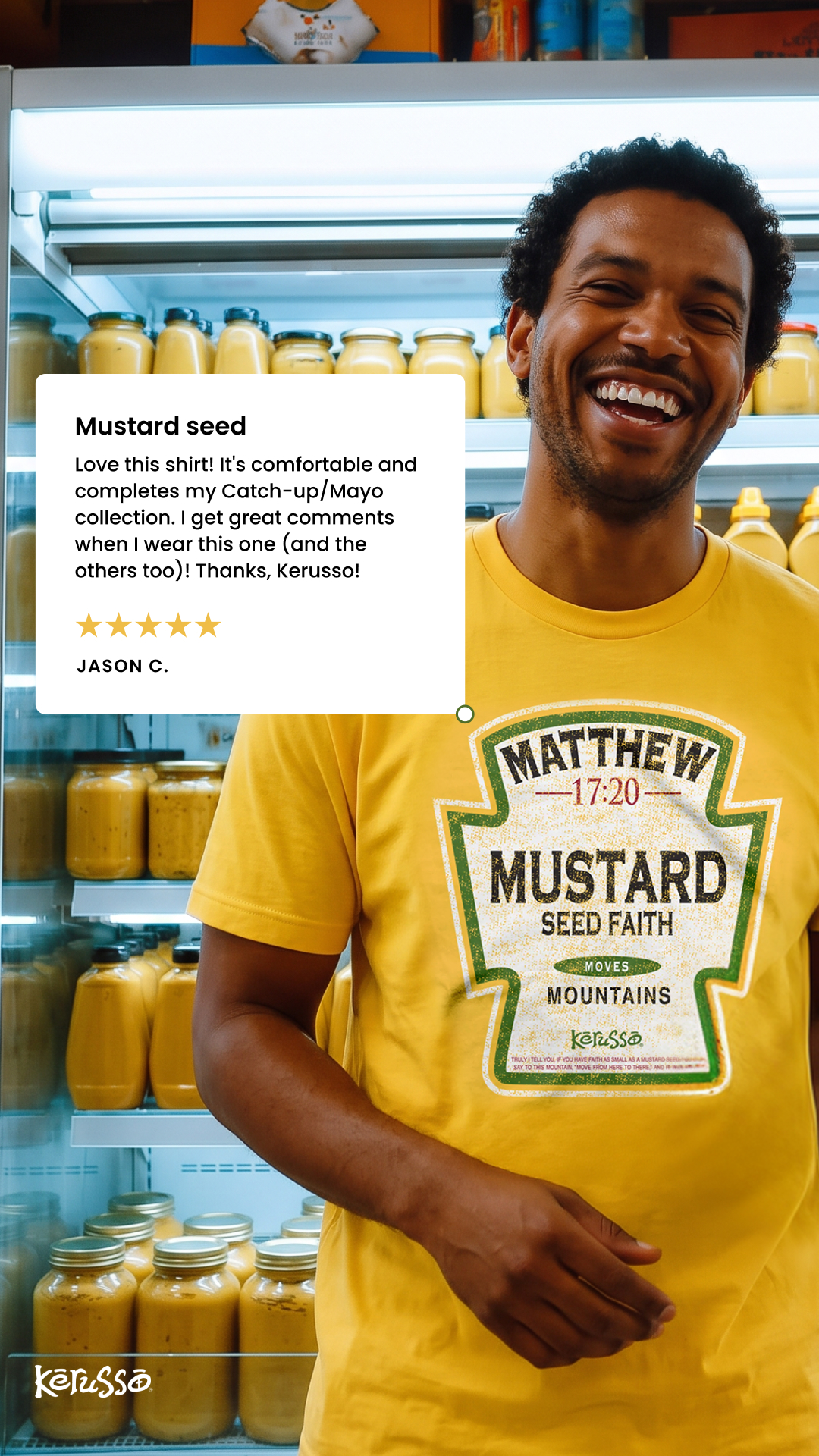 Kerusso Facebook ad: Faith-Filled Tees Customers Love