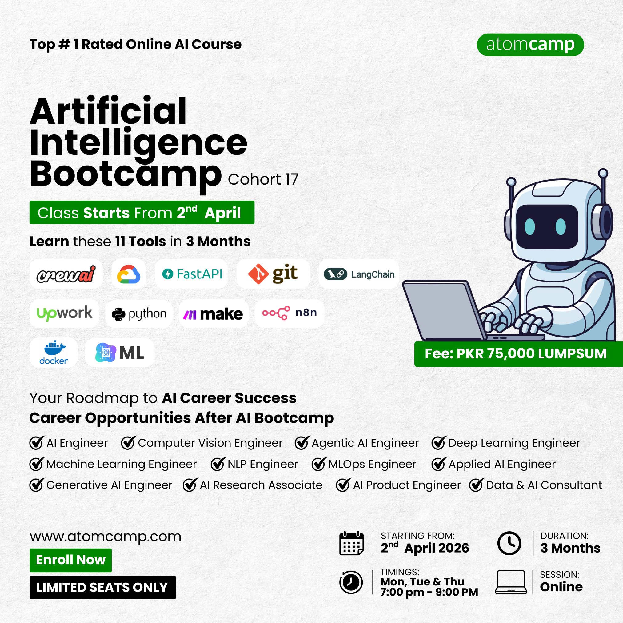 atomcamp Facebook ad: Join Artificial Intelligence Bootcamp - Cohort 17