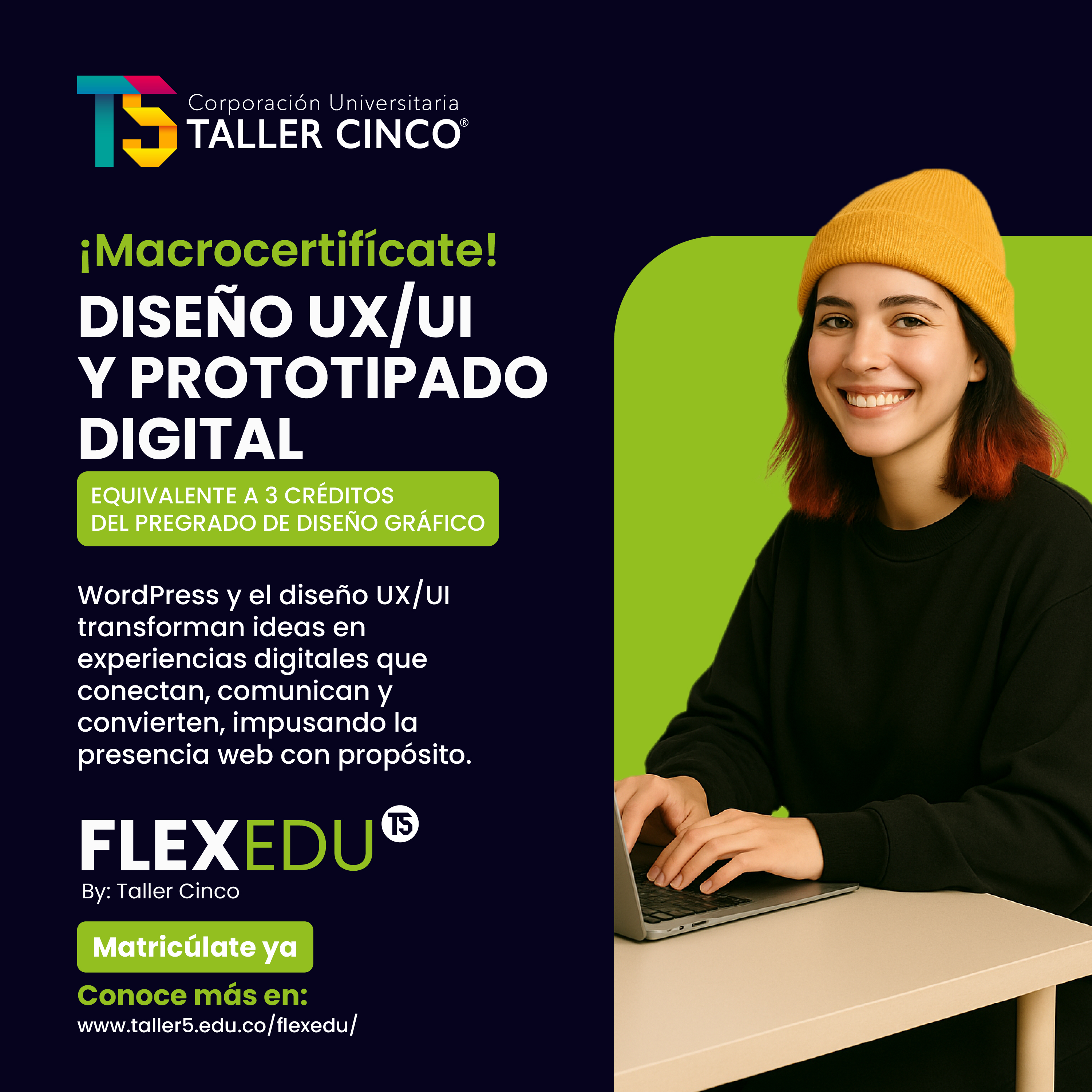 Corporación Universitaria Taller Cinco Centro de Diseño Facebook ad: Diseño UX-UI