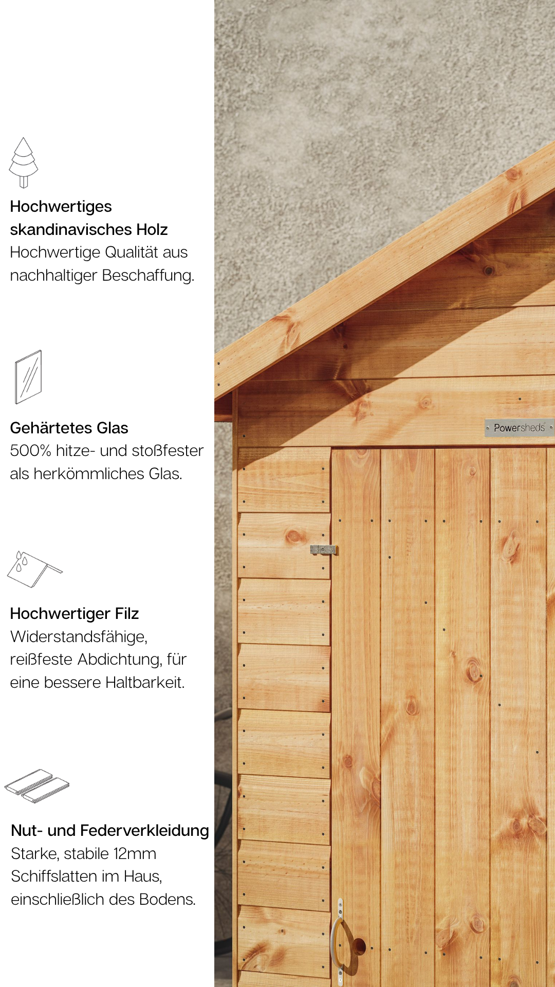 Powersheds De Facebook ad: Qualitäts-Blockhütten