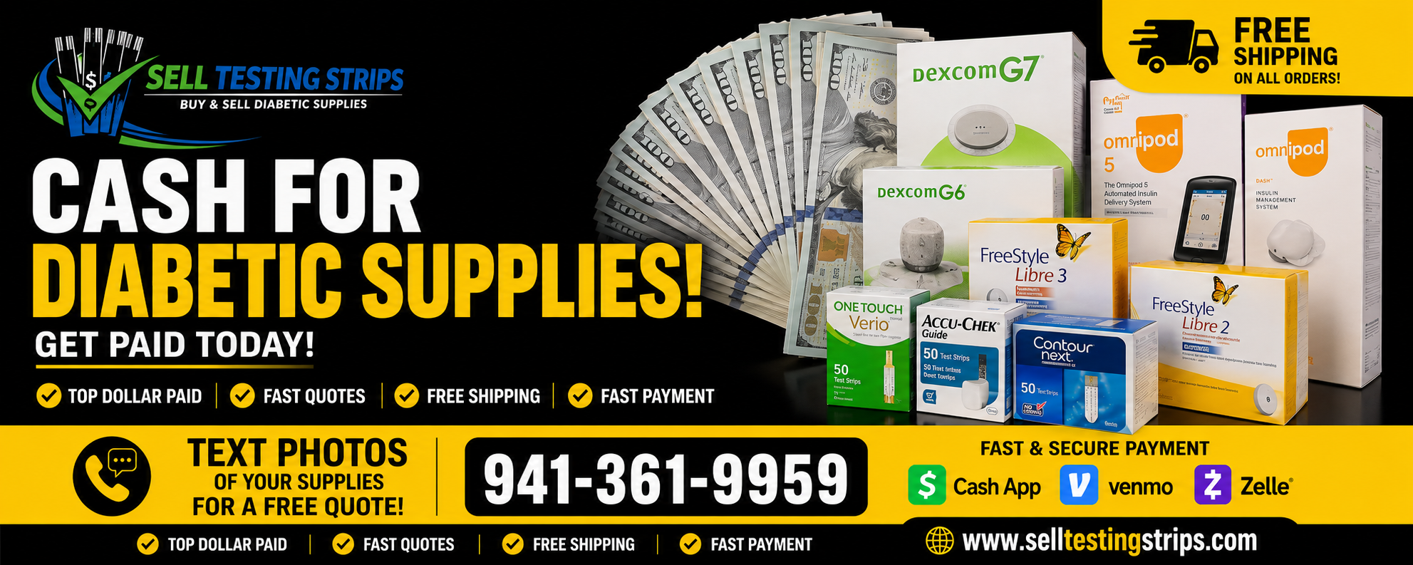 SRQ Diabetic Surplus Facebook ad: We Buy Surplus in Diabetics.