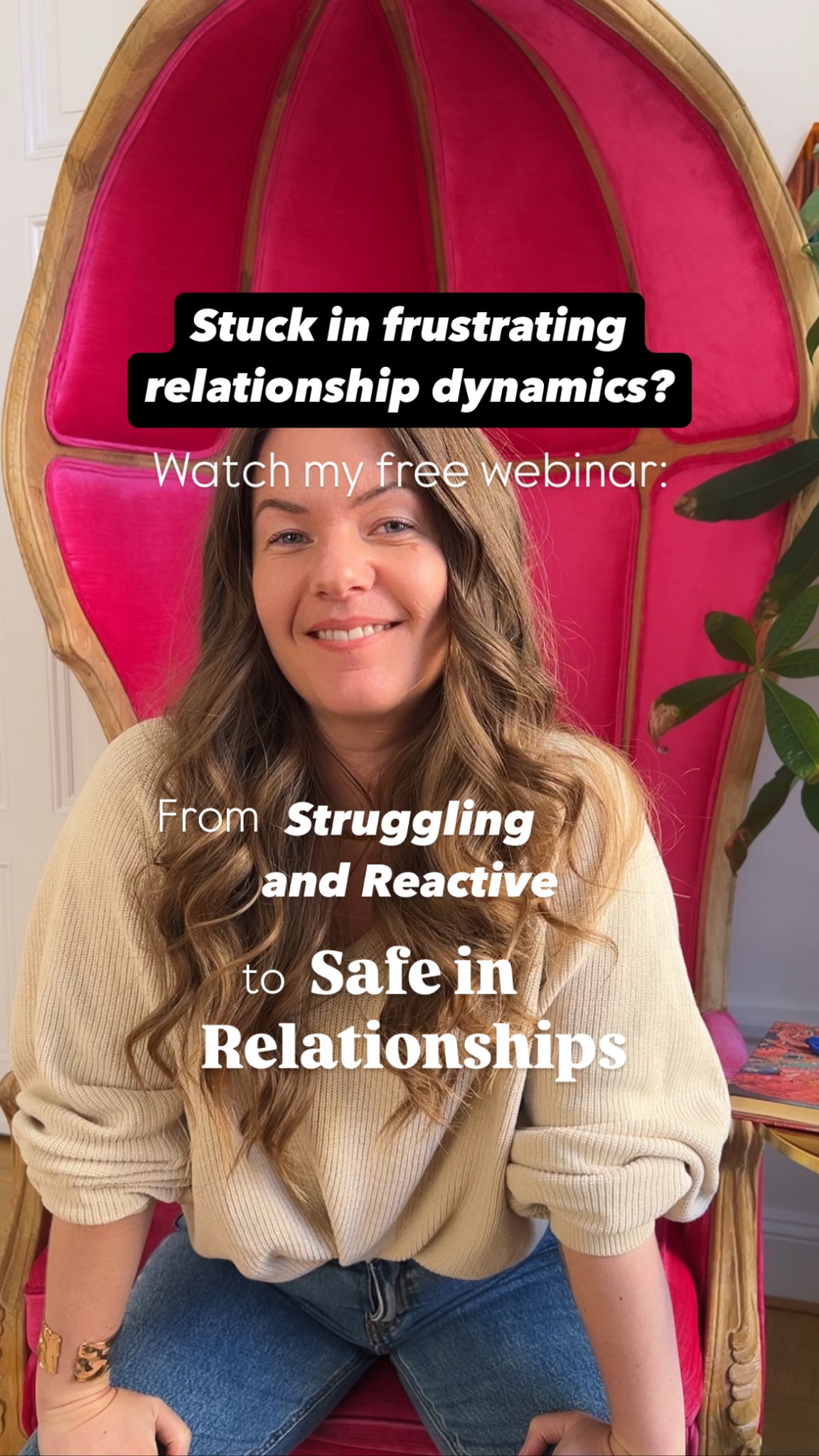 Eva Beronius at Self Mastery and Beyond Facebook ad: Free training: From struggling to safe in relationships