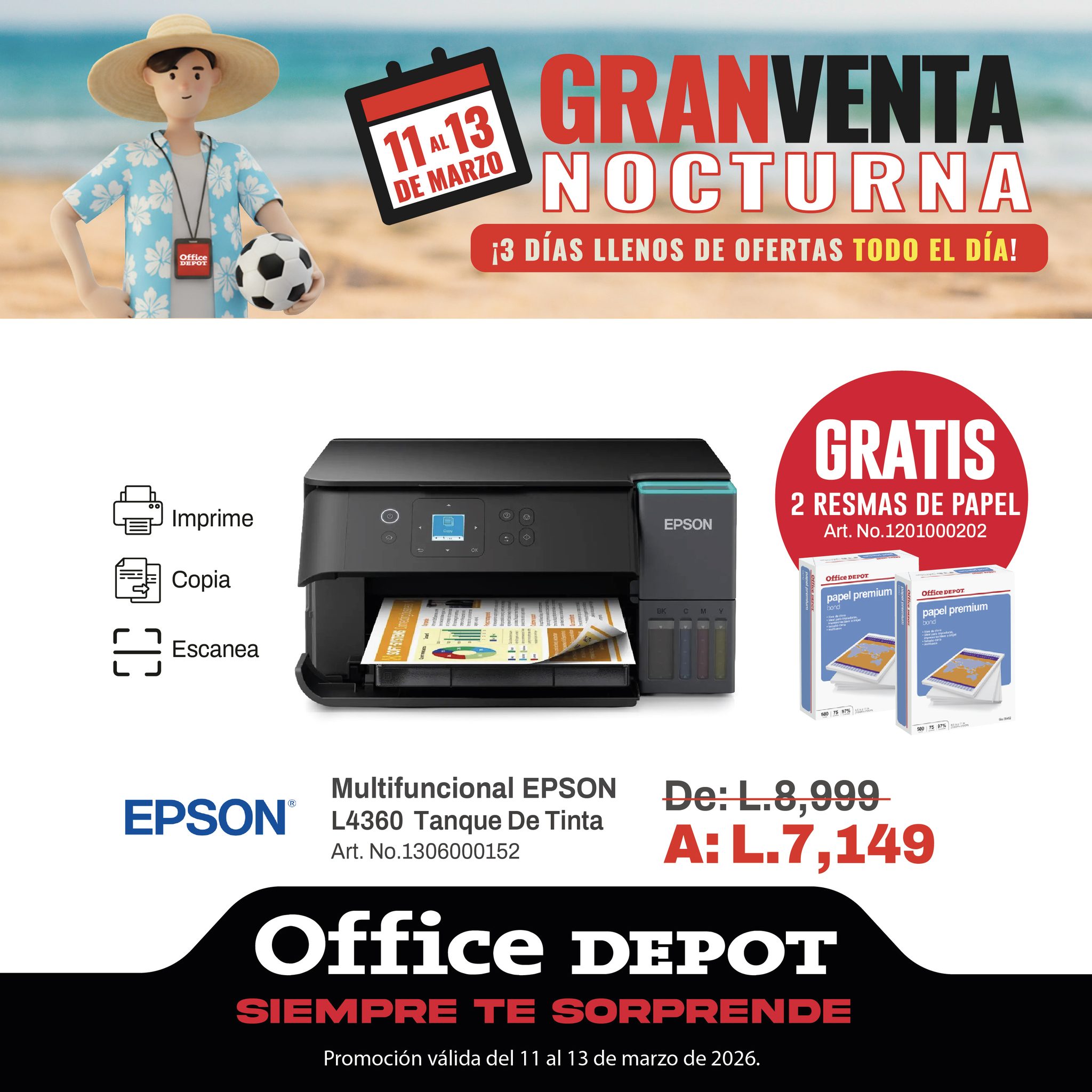 Office Depot Honduras Facebook ad: ¡Aprovecha la Gran Venta Nocturna de Office Depot!