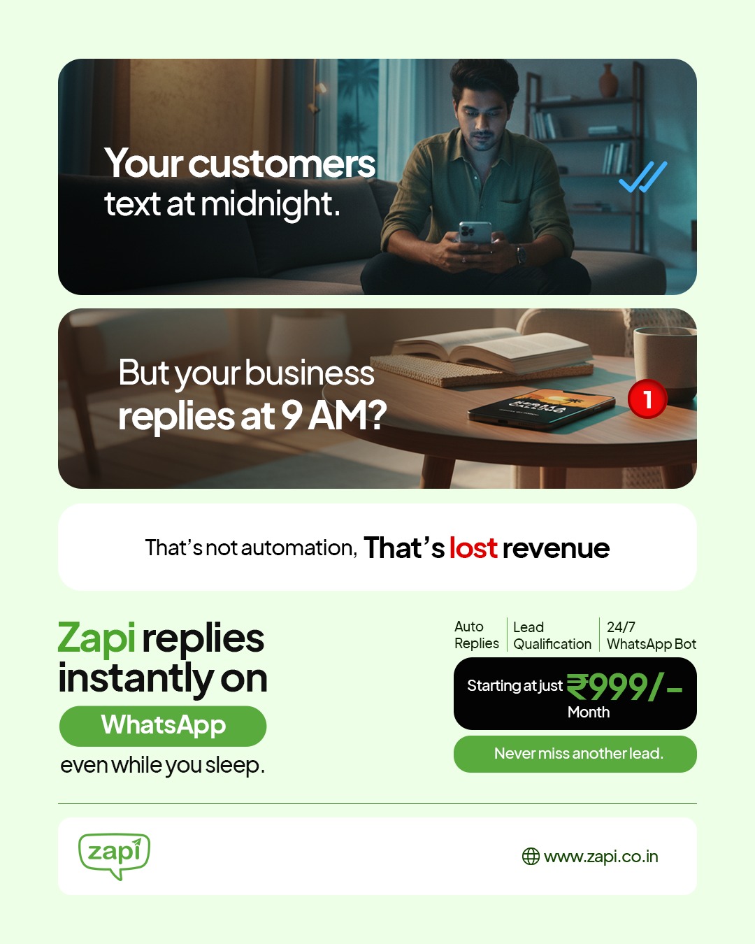 ZAPI Facebook ad: Book a Free WhatsApp Automation Demo
