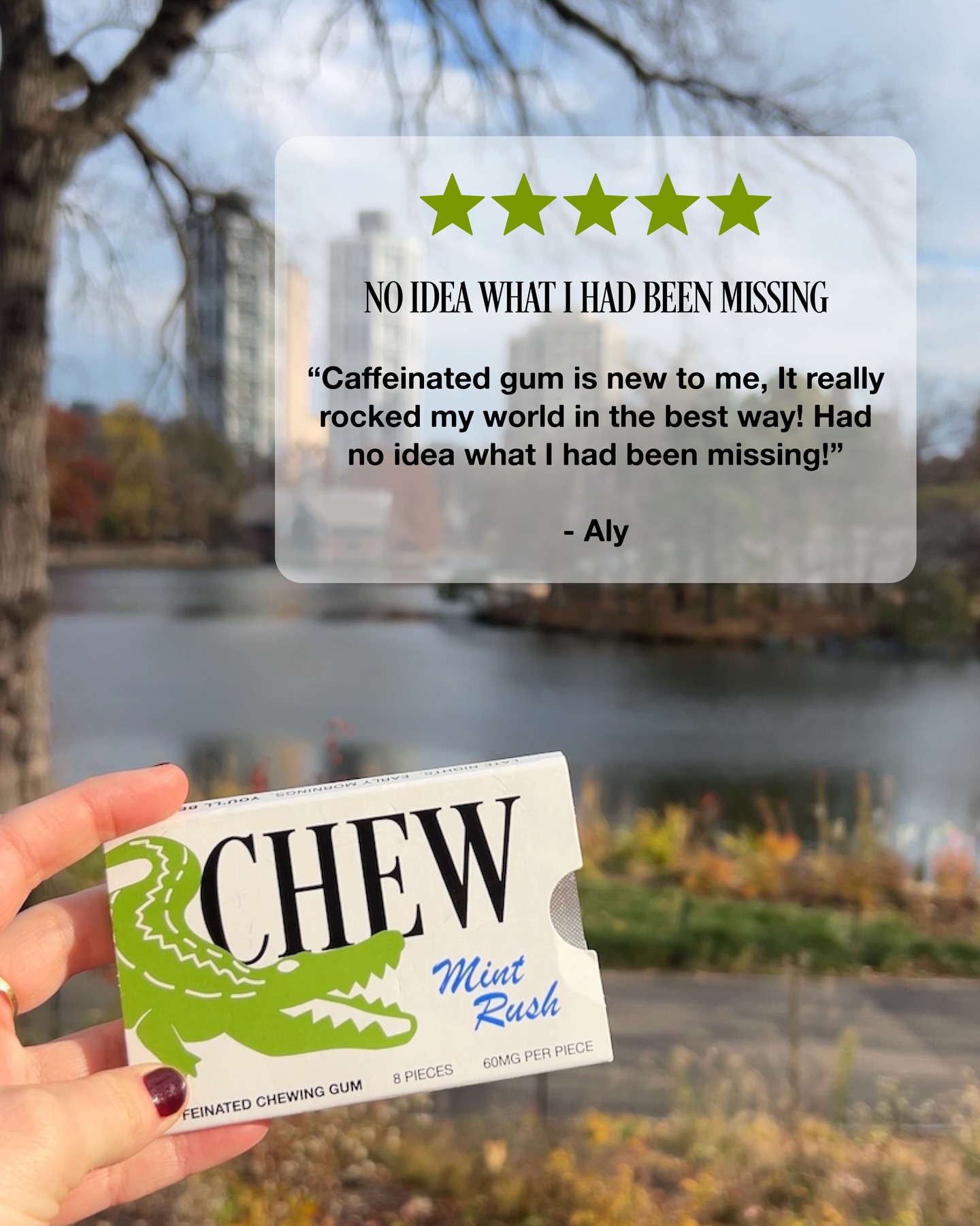 CHEW Gum Facebook ad: Caffeine Gum, Mint Rush