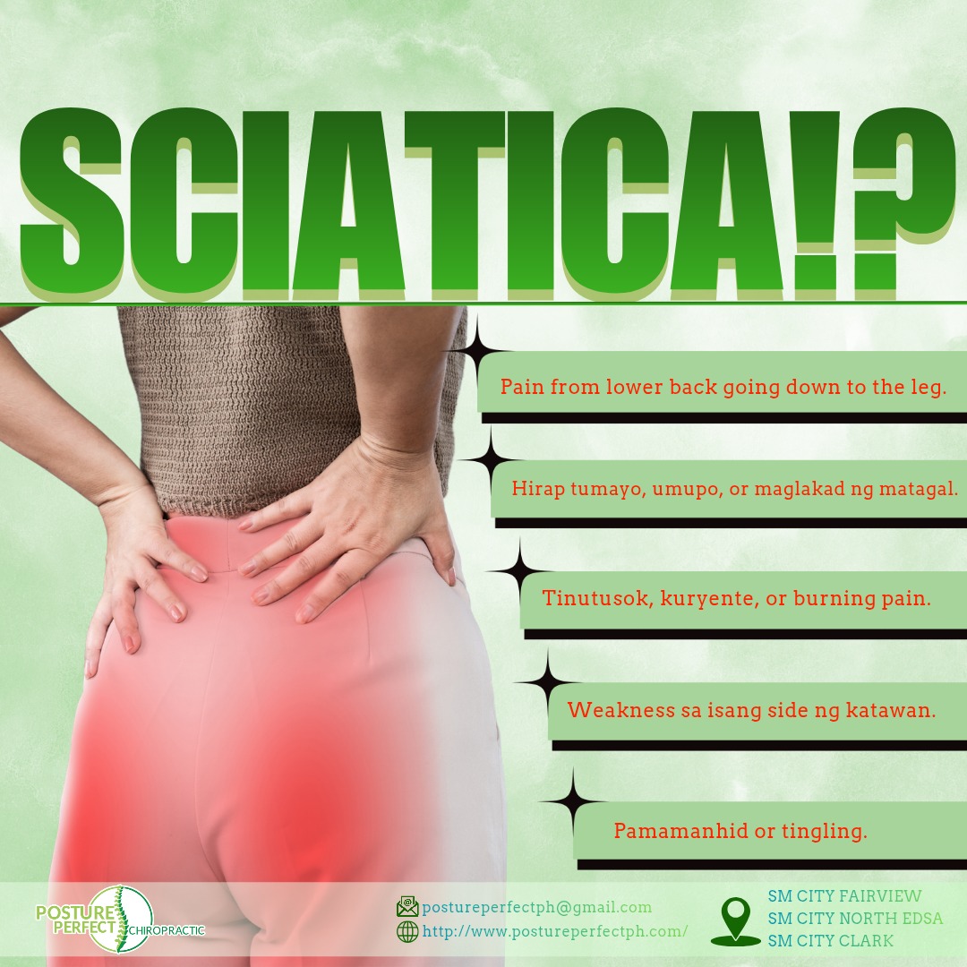 Posture Perfect Chiropractic Facebook ad: That sharp, shooting pain traveling from your lower…