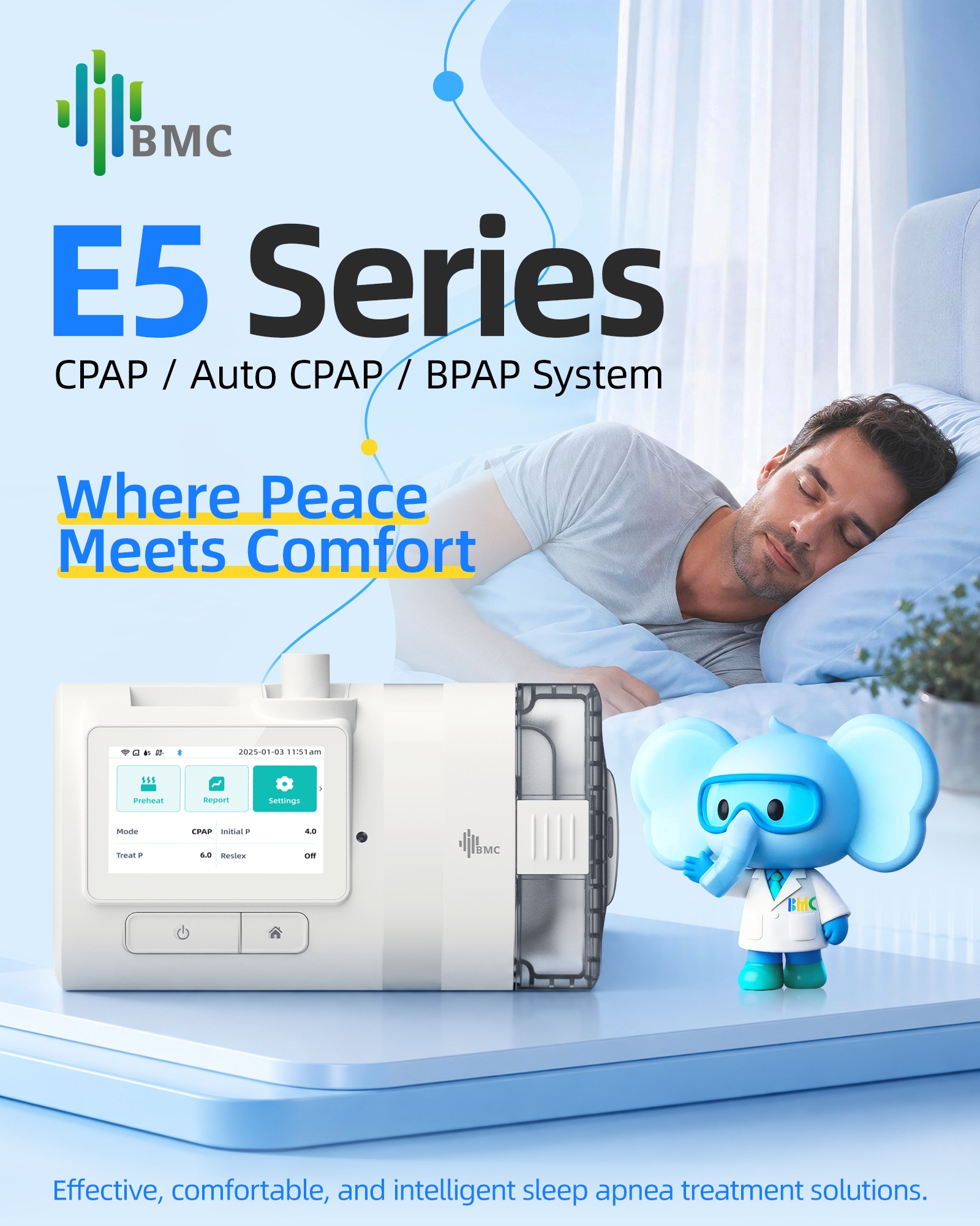 BMC Medical Facebook ad: Introducing the E5 Series CPAP / Auto CPAP…