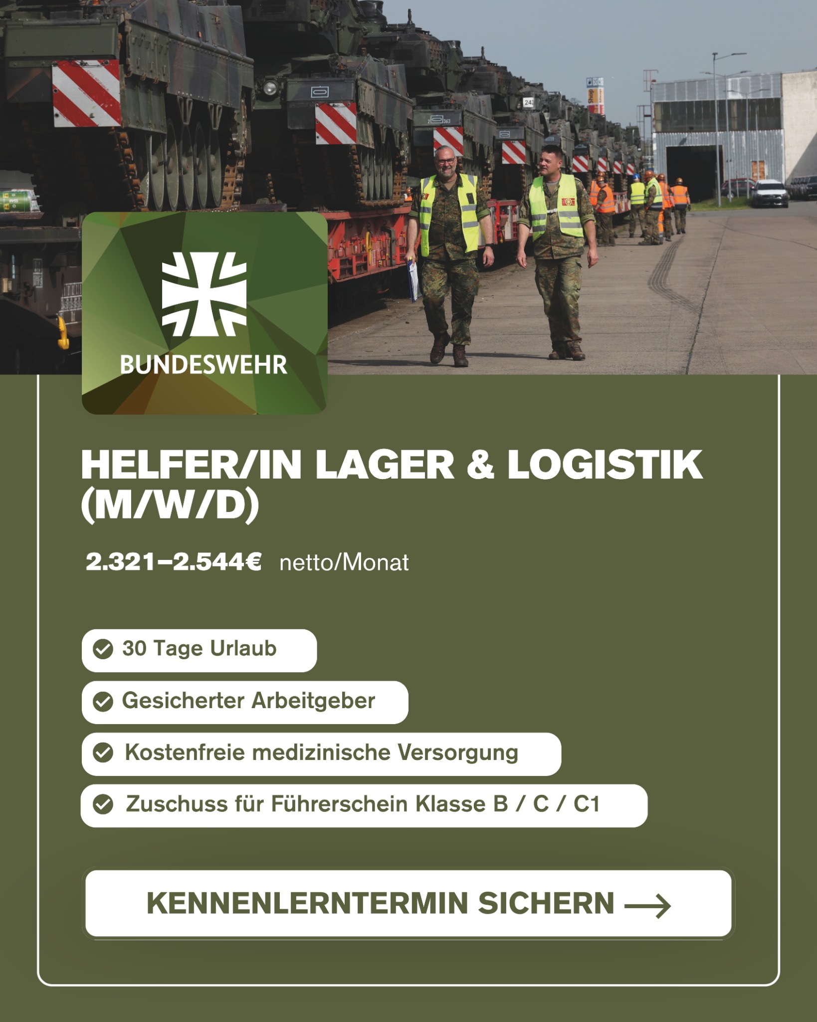 Simplejobs Facebook ad: Sicherer Job: 2.321-2.544 € netto