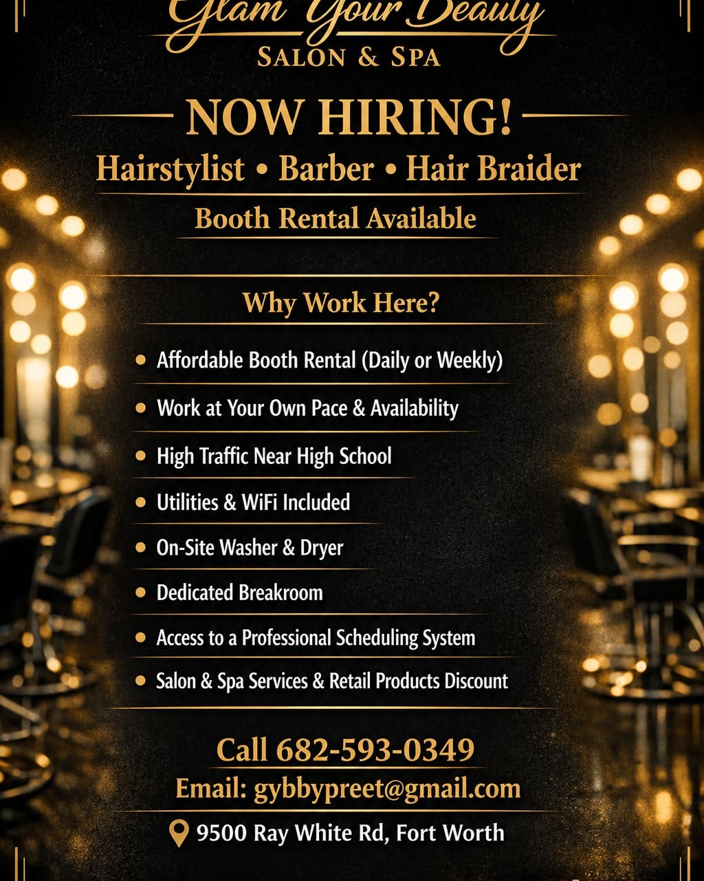 Preet-Sandy Parhar Facebook ad: Booth Rental