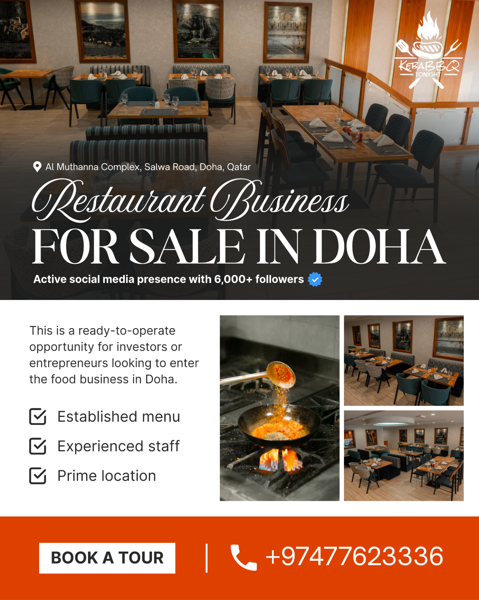 Kebabbq Tonight Facebook ad: Own a Restaurant in Doha