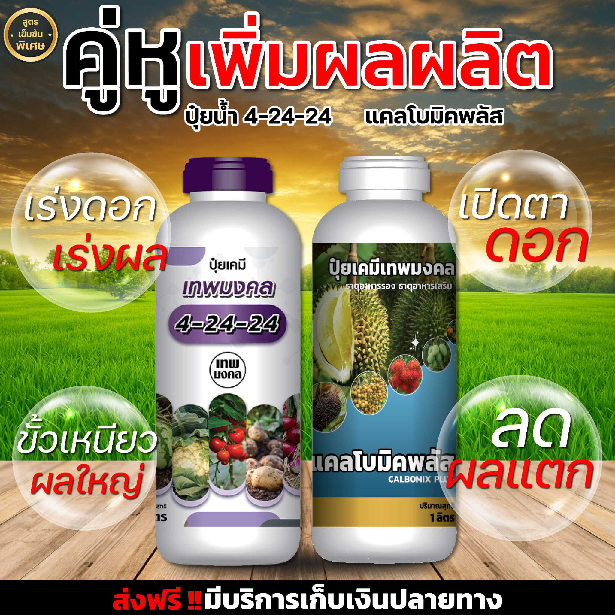 จำหน่ายปุ๋ยน้ำ สูตรพรีเมี่ยม ตราเทพมงคล Facebook ad