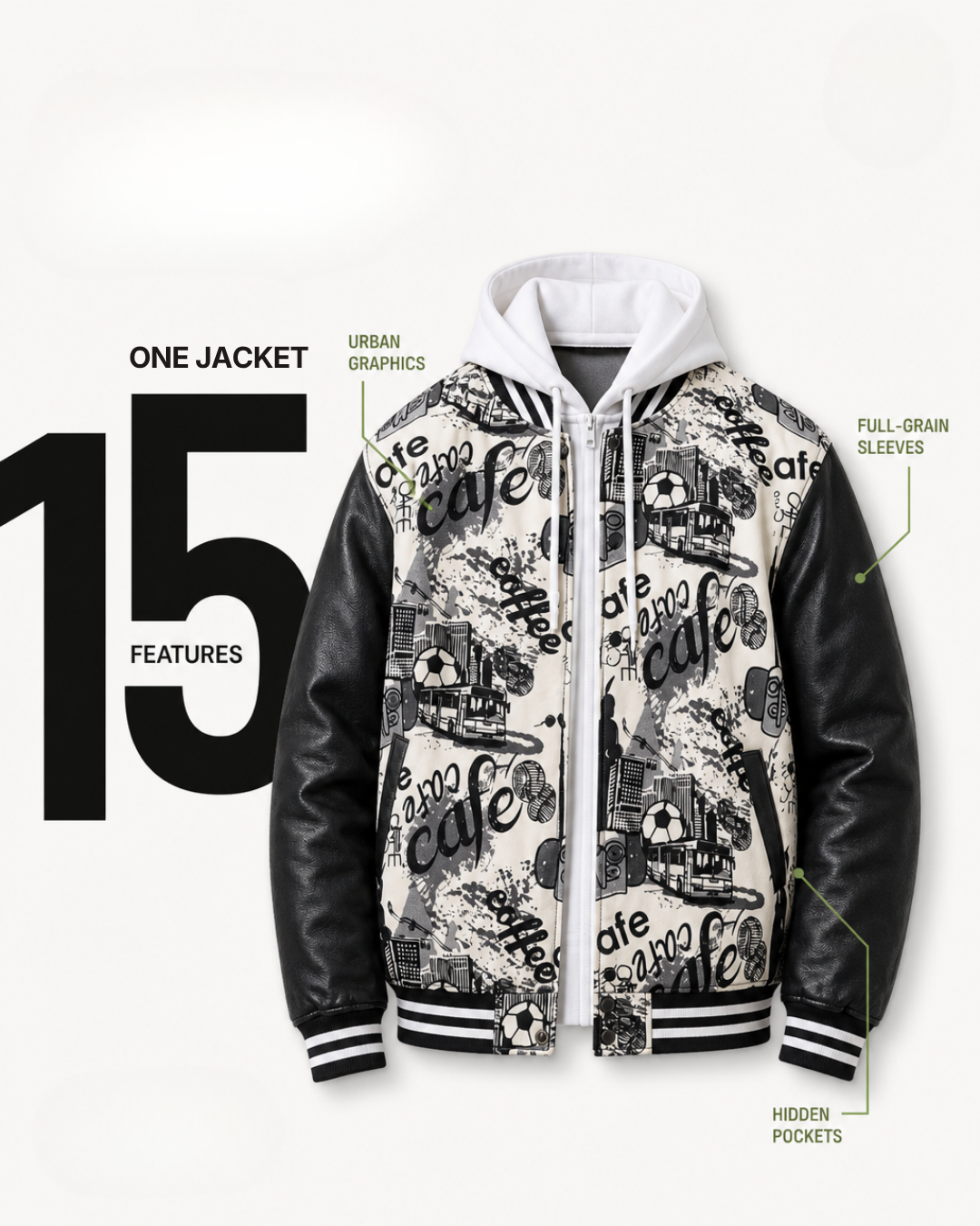 Wearshirp Facebook ad: GRAVITAS II Letterman Jacket
