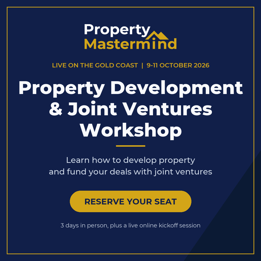 Property Mastermind Facebook ad: Property Development & Joint Ventures Workshop