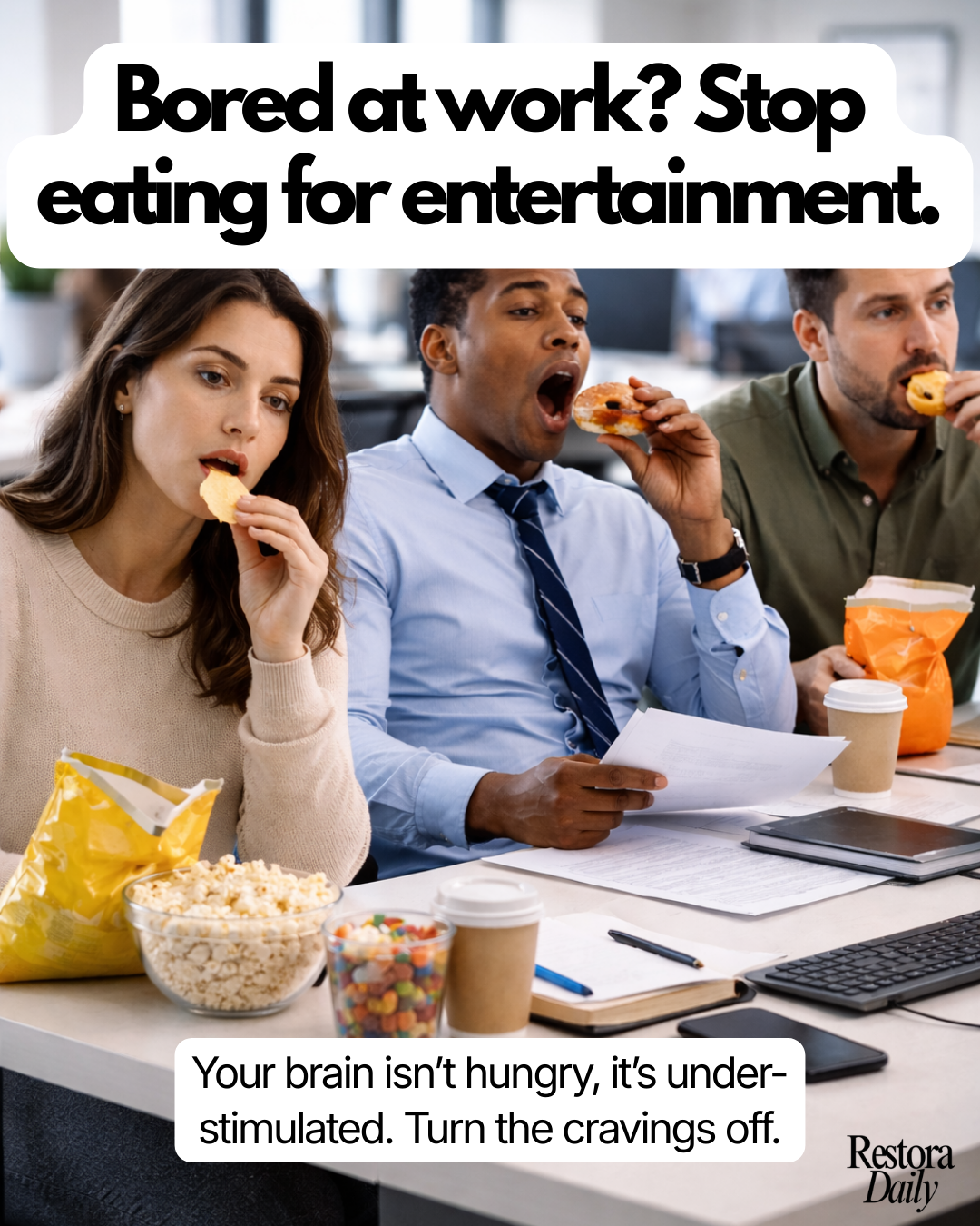 RestoraDaily Facebook ad: Sip Instead of Snack. Claim 30% OFF