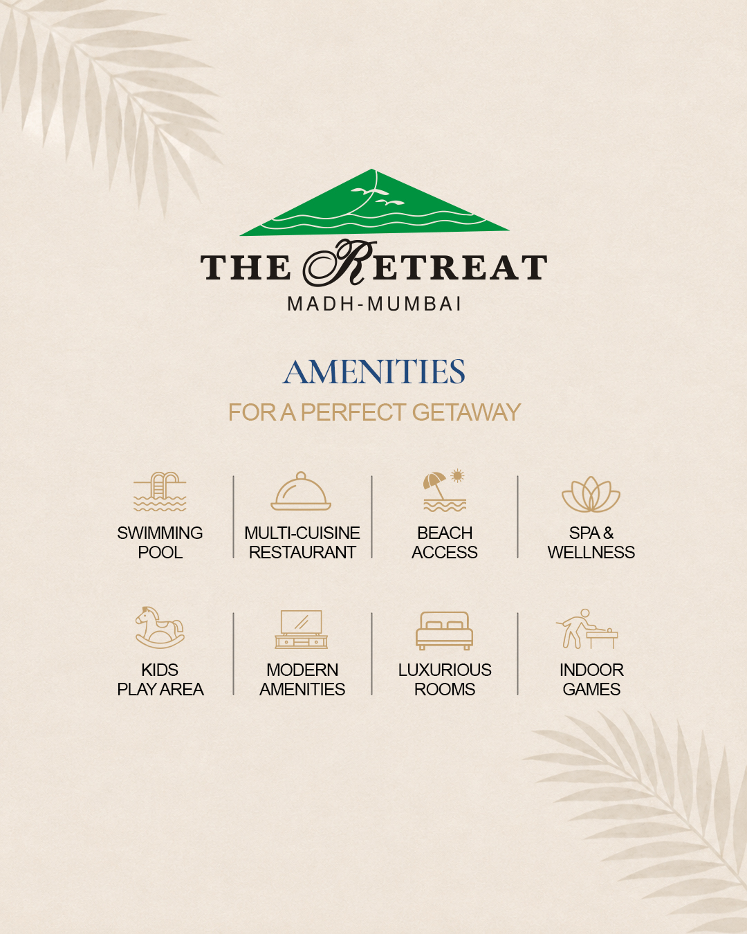 The Retreat Hotel & Convention Centre, Madh Mumbai Facebook ad: A refreshing pool, delicious dining, relaxing wellness…