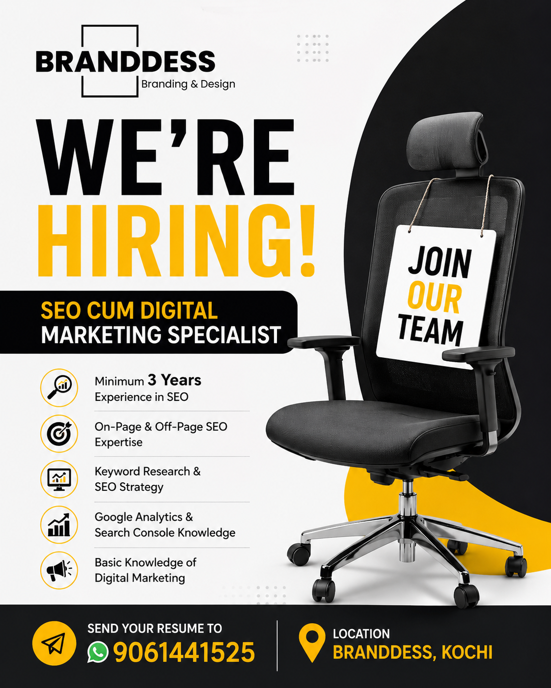 Branddess Facebook ad: SEO & Digital Marketing Specialist, Hiring Now