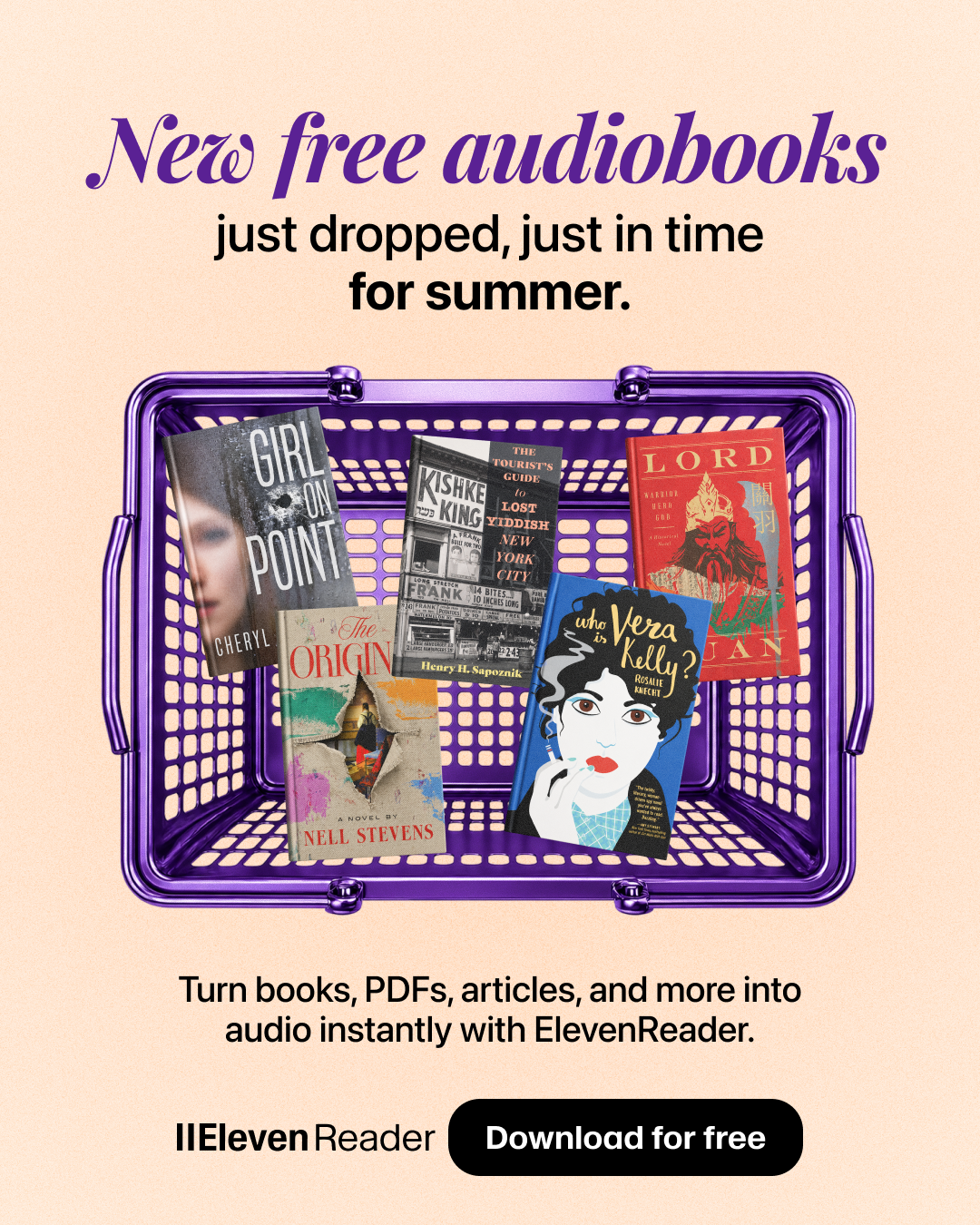 ElevenReader Facebook ad from Aug 13, 2026