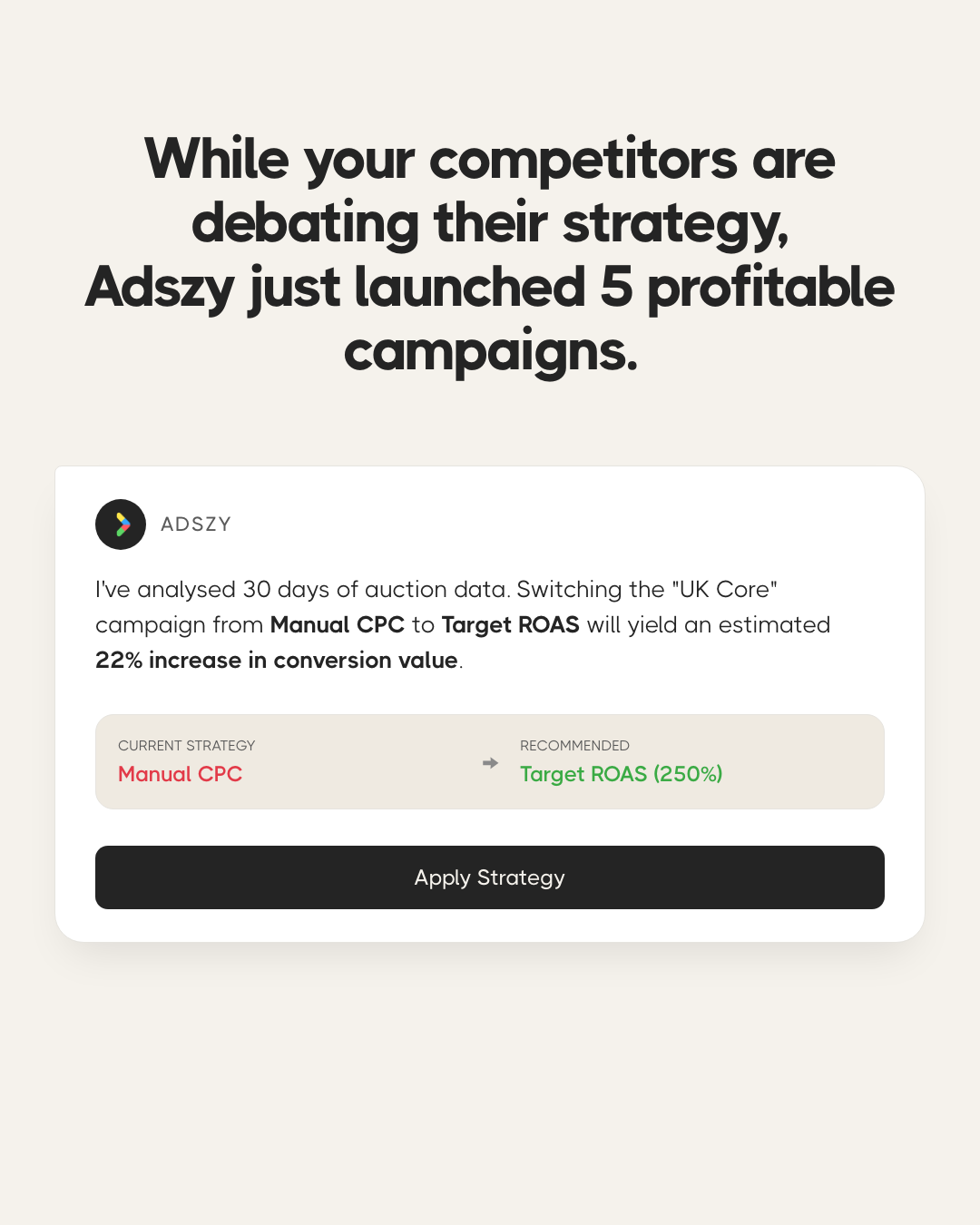 Adszy.ai Facebook ad: Start free trial