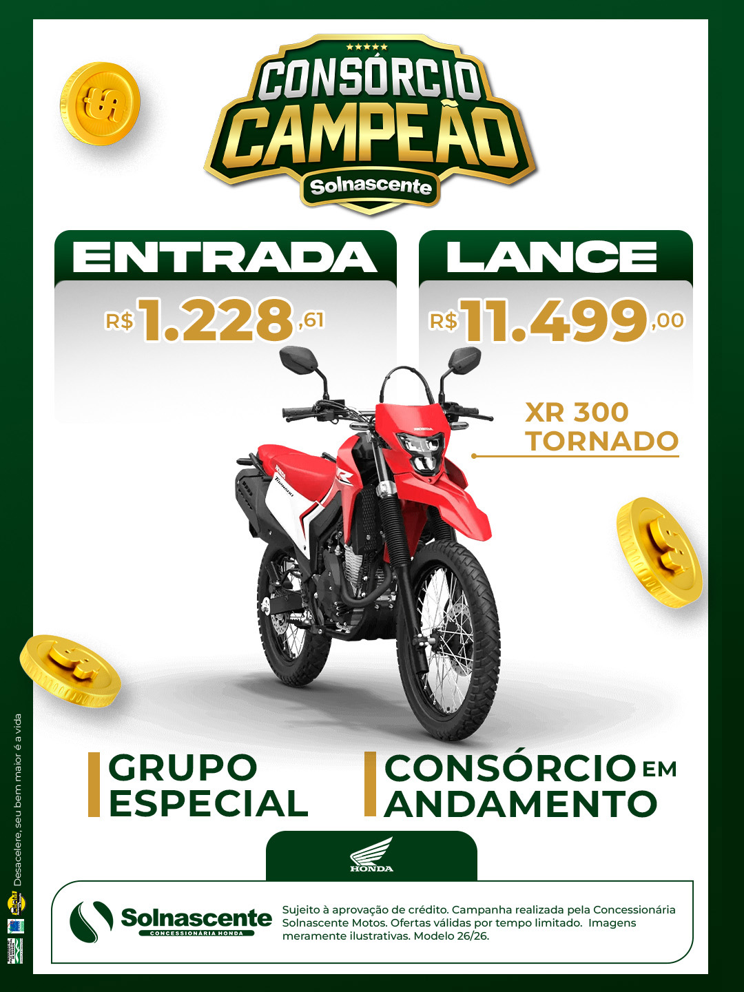 Solnascente Motos Honda Facebook ad from Jun 9, 2026