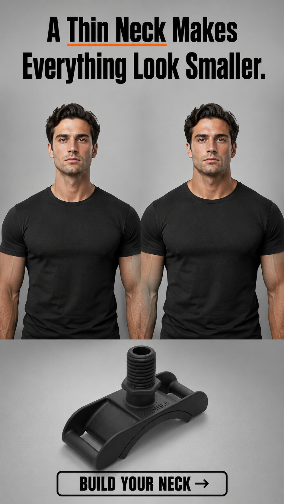 Kensui Fitness Facebook ad: A Thin Neck Makes Everything Look Smaller