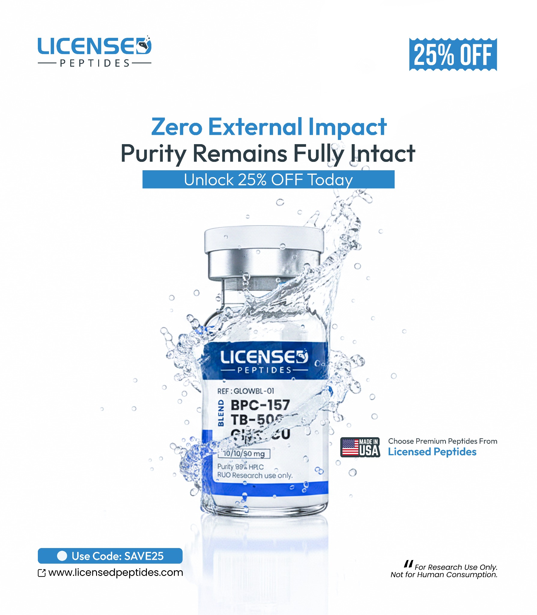 Licensed Peptides Research Facebook ad: 25% OFF Sale Ends Soon