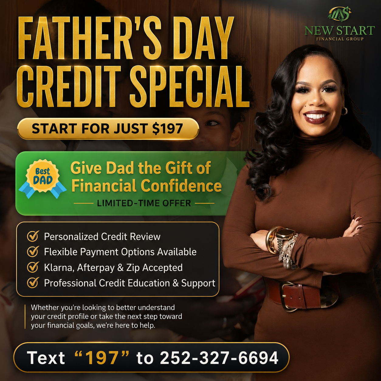 New Start Financial Group, LLC Facebook ad: Father's Day Credit Special $197