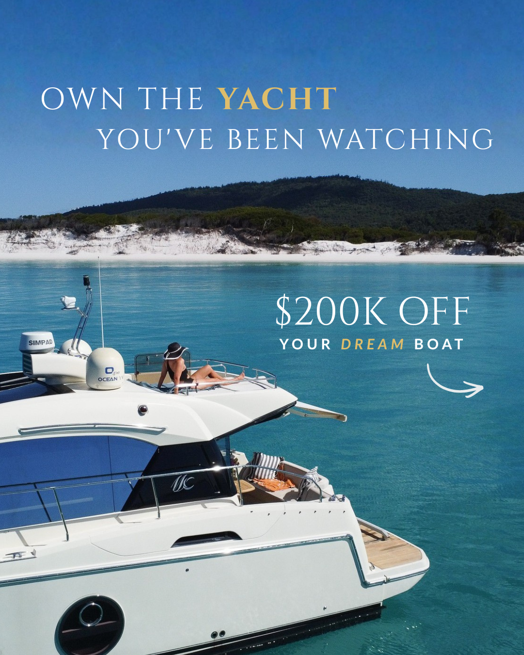World Wide Boat Brokers Facebook ad: Up to $200,000 off select luxury yachts Both…