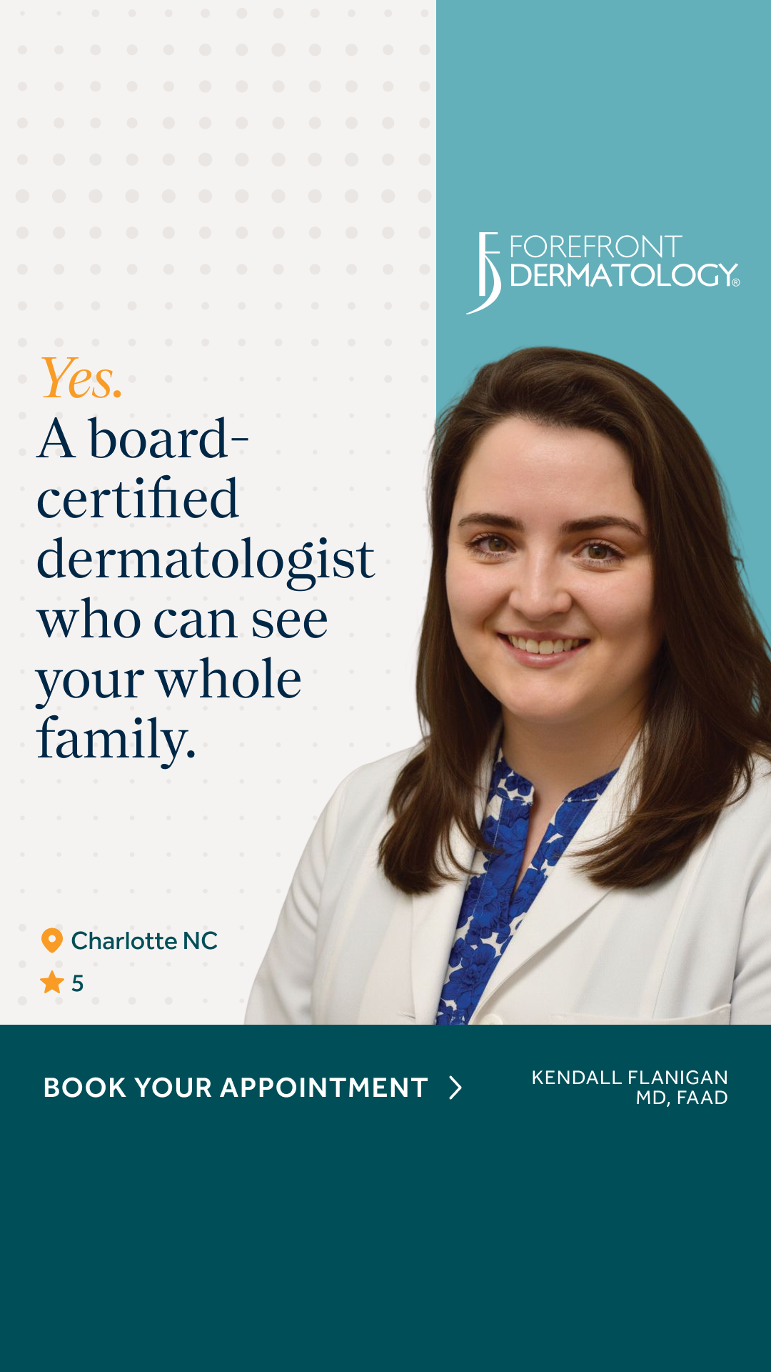 Forefront Dermatology Charlotte Facebook ad from Jun 16, 2026