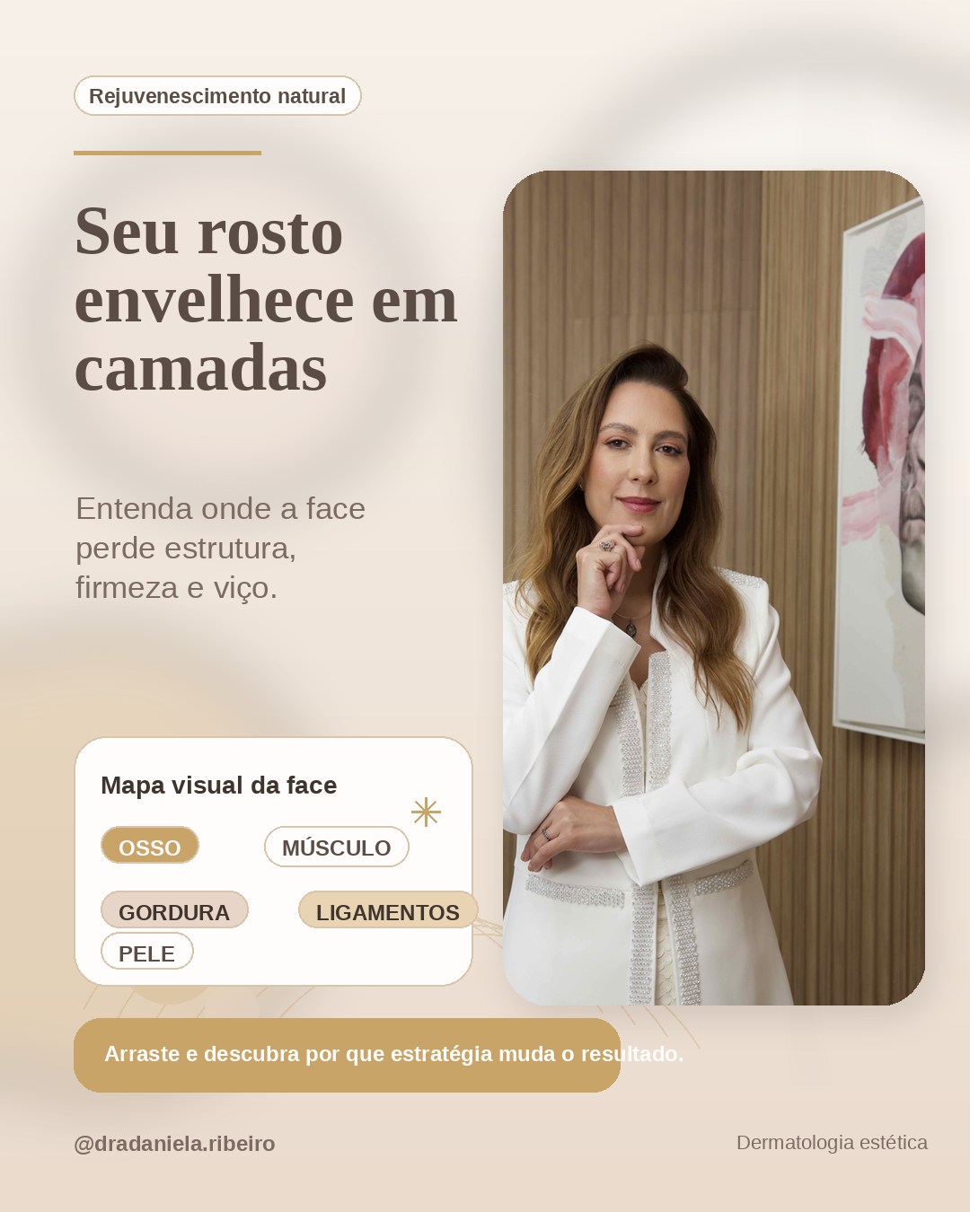 Dra Daniela Ribeiro Dermatologista Facebook ad: O envelhecimento facial não acontece só na pele.