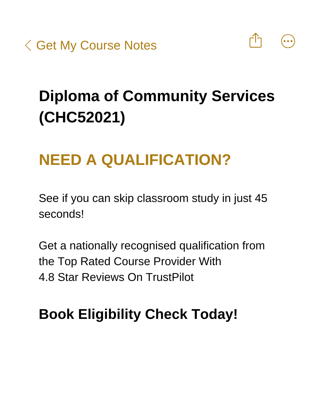 Getmycourse.com.au Facebook ad