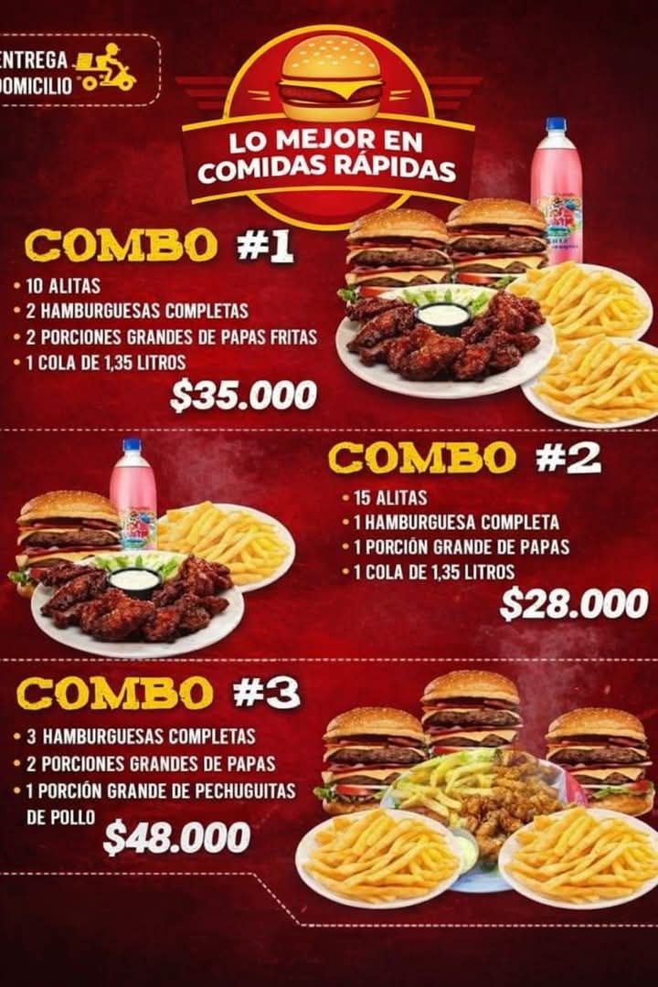 comidas rápidas Facebook ad: Escoje el combo que más te guste son…