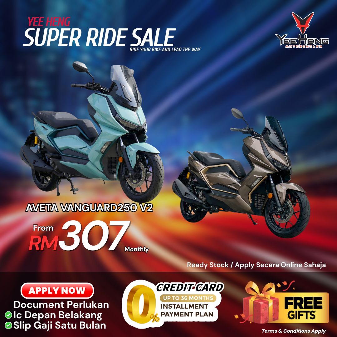 Yee Heng Motorcycles Sdn Bhd Facebook ad: AVETA NOVA 250, LEBIH BERKUASA. LEBIH SMART. LEBIH SELESA.