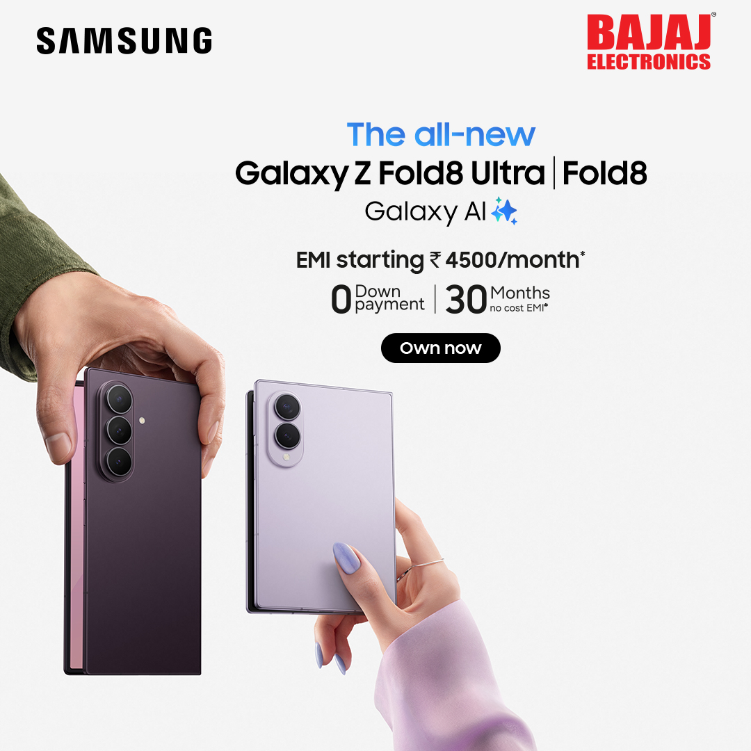 Bajaj Electronics Facebook ad: Own all-new Samsung Galaxy Z Fold8 Series at your nearest…