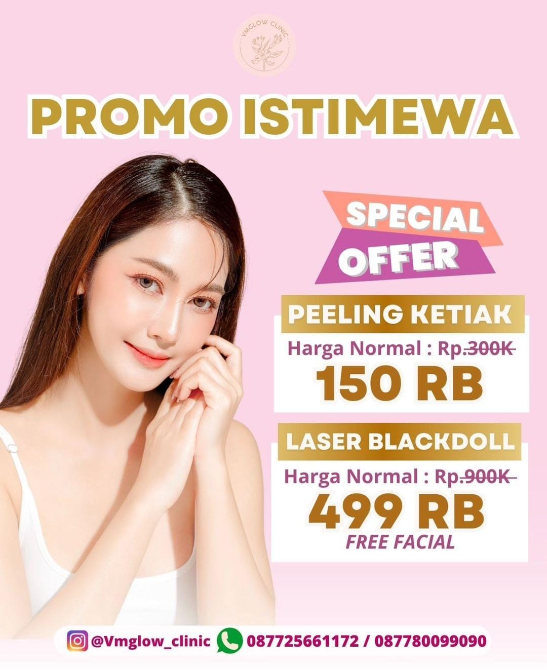 VM Glow Clinic Facebook ad: PROMO UP TO 50%!
