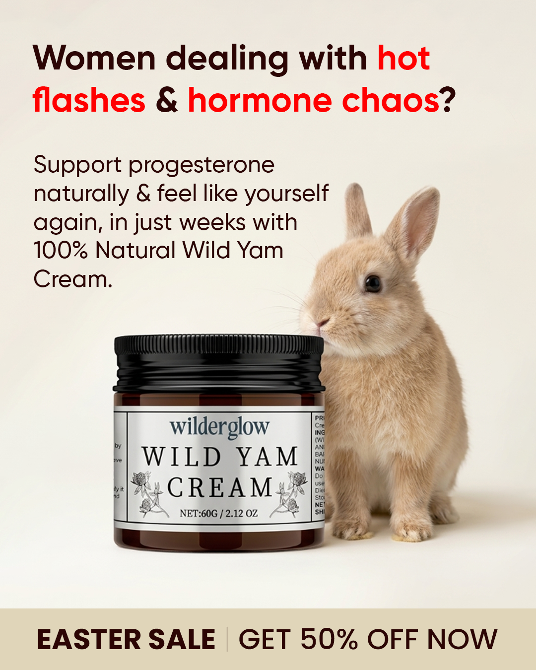 WilderGlow Wild Yam Cream Facebook ad