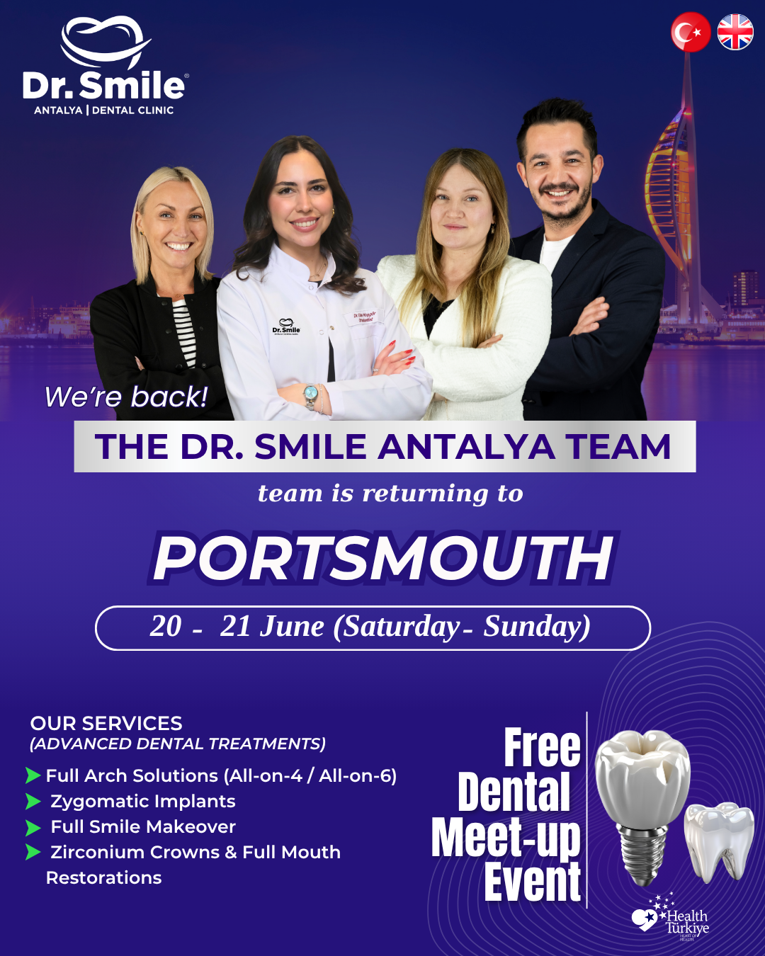 Dr Smile Antalya Dental Clinic Facebook ad: FREE DENTAL MEET-UP!