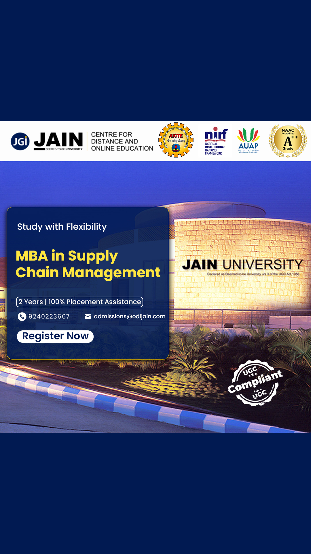 Jain University Facebook ad