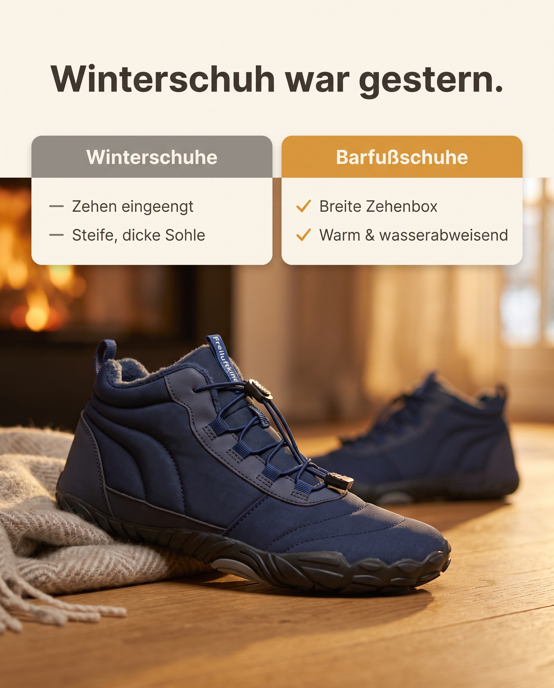 Freiluftkind Facebook ad: Kepler: Der gefütterte Barfußschuh für nasskalte Tage